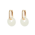 Elegant Natural Jade & Sterling Silver Hoop Earrings